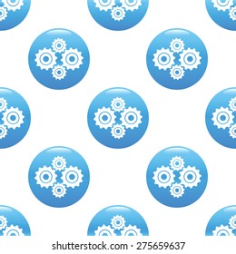 Vector round sign with four gears, repeated on white background