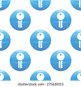 Vector round sign with key silhouette repeated on white background