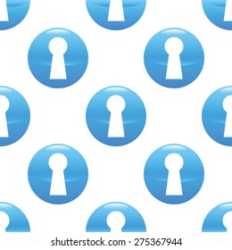 Vector round sign with keyhole silhouette repeated on white background