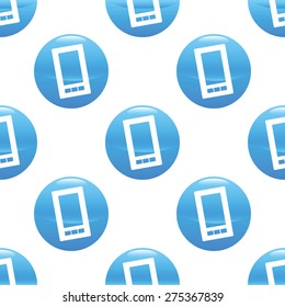 Vector round sign with smartphone image, repeated on white background