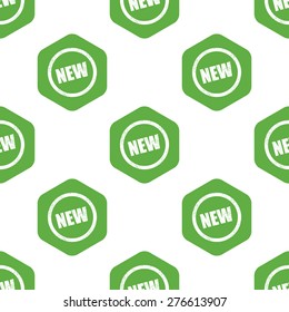 Vector round sign with text NEW in hexagon, repeated on white background