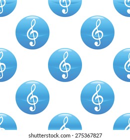 Vector round sign with treble clef repeated on white background
