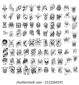 vector round skull many characters. good for additional designs