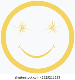 Vector, round smile icon. Sparks instead of eyes. can be used in different directions.