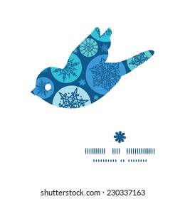 Vector round snowflakes bird silhouette pattern frame
