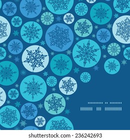 Vector round snowflakes Christmas snowflake silhouette pattern frame card template