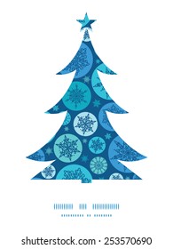 Vector round snowflakes Christmas snowflake silhouette pattern frame card template