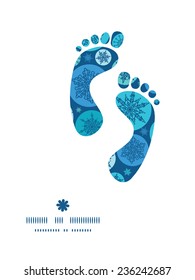 Vector round snowflakes footprints silhouettes pattern frame