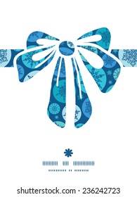 Vector round snowflakes gift bow silhouette pattern frame
