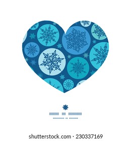 Vector round snowflakes heart silhouette pattern frame