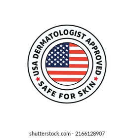 vector round stamp of approval by american dermatologists, safe for skin