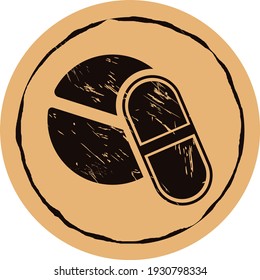 icono vector con píldoras en el fondo de la nave