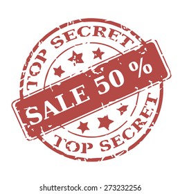 Vector round stamp sale 50%  on the white background