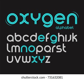 Vector Round Style Minimalistic Font, Alphabet Letters, Typeface.