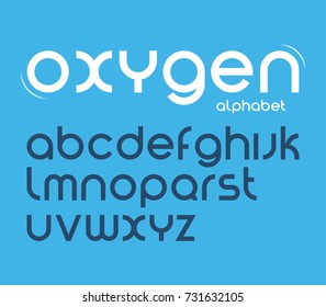 Vector round style minimalistic font, alphabet letters, typeface.