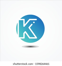 Vector round symbol letter K design minimalist. K letter for your best business symbol on the white background. Vector illustration EPS.8 EPS.10