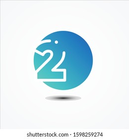 Vector round symbol number 2 design minimalist. 2 number symbol for your best business on the white background. Vector illustration EPS.8 EPS.10
