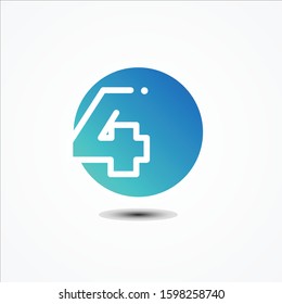 Vector round symbol number 4 design minimalist. 4 number symbol for your best business on the white background. Vector illustration EPS.8 EPS.10