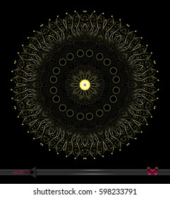 Vector round symmetrical pattern. Abstract geometric figure. On a white background. Floral structure. Object of design.
