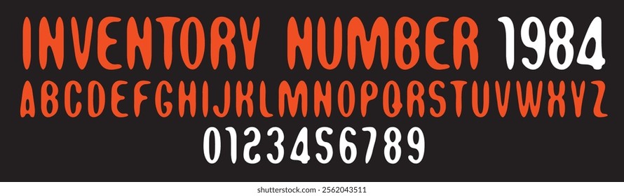 Vector round symmetrical simple font. Set of letters and numbers of the Latin alphabet.