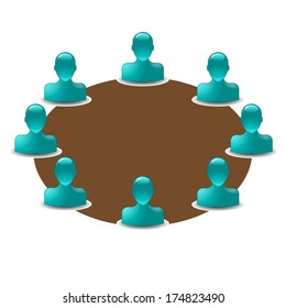 vector round table with buddy icon