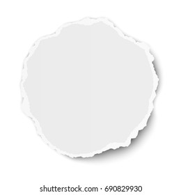 Vector round torn paper tear with soft shadow isolated on white