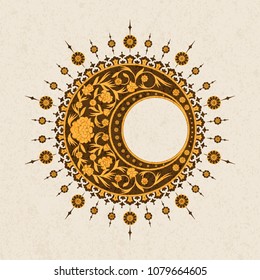 vector round traditional arabesque design with floral design. design for print, interior, tile