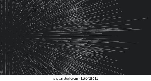 Vector round trails of explosion background. Out of centric debris motion. Particles blurred into rays or lines under high speed of motion. Burst, explosion backdrop