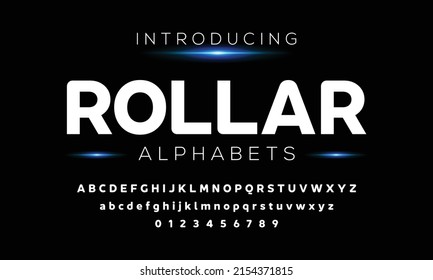 Vector Round Typeface. White Alphabet Letters and Numbers set. Simple style Font