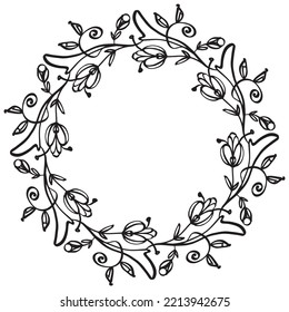 Marco vectorial vintage floral - corona decorativa. Esbozos.