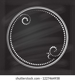 Vector round vintage frame on chalkboard background