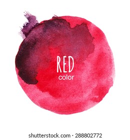 Vector round watercolor stain. Red color. Colorful vector background