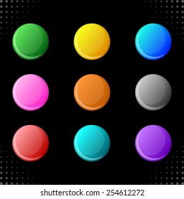 Vector round web buttons isolated on black background