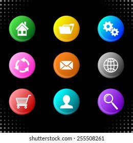 Vector Round Web Colorful Buttons With Website Icons