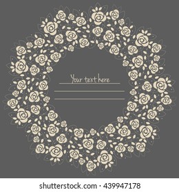 Vector round wedding invitation with roses