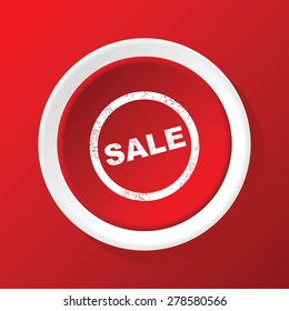 Vector round white icon with sign SALE, on red background