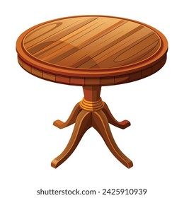 Vector of round wooden vintage table on white 