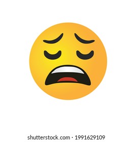 vector round yellow cartoon bubble Distraught Wailing emoticons comment social media Facebook Instagram Whatsapp chat comment reactions, icon template face emoji character message	