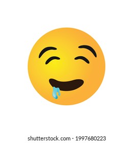 vector round yellow cartoon bubble Drool Drooling emoticons comment social media Facebook Instagram Whatsapp chat comment reactions, icon template face emoji character message	