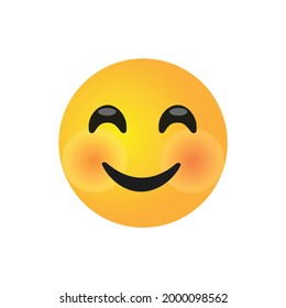 Vector Round Yellow Cartoon Bubble Happy Smile Smiling Squinting Eyes Emoticons Comment Social Media Facebook Instagram Whatsapp Chat Comment Reactions, Icon Template Face Emoji Character Message