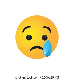 vector round yellow cartoon bubble Crying Tear emoticons comment social media Facebook Instagram Whatsapp chat comment reactions, icon template face emoji character message	