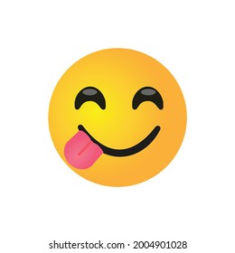 Vector Round Yellow Cartoon Bubble Goofy Hungry Smiling Licking Savouring Delicious Emoticons Comment Social Media Facebook Instagram Whatsapp Chat Comment Reactions Icon Template Face Emoji Character