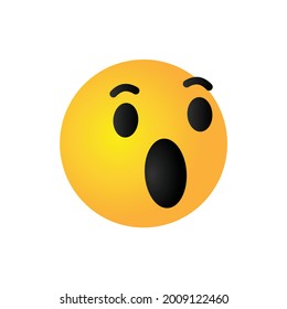 vector round yellow cartoon bubble Surprise Surprised emoticons comment social media Facebook Instagram Whatsapp chat comment reactions, icon template face emoji character message	