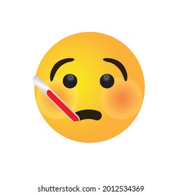 vector round yellow cartoon bubble Ill Sick emoticons comment social media Facebook Instagram Whatsapp chat comment reactions, icon template face emoji character message	