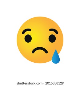 vector round yellow cartoon bubble Crying Tear emoticons comment social media Facebook Instagram Whatsapp chat comment reactions, icon template face emoji character message