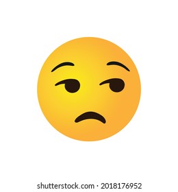 Vector Round Yellow Cartoon Bubble Dissatisfied Side Unimpressed Meh Unamused Emoticons Comment Social Media Facebook Instagram Whatsapp Chat Comment Reactions, Icon Template Face Emoji Character