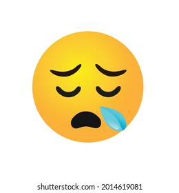 vector round yellow cartoon Snot bubble Side Tear Sleepy emoticons comment social media Facebook Instagram Whatsapp chat comment reactions, icon template face emoji character message