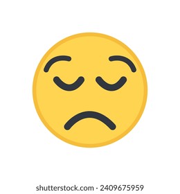 Vector round yellow emoticon isolated on white background.