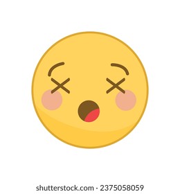 Vector round yellow emoticon set isolated on white background.