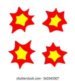 Vector rounded burst stars set. Flash blast bright symbols.